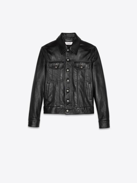 SAINT LAURENT 슬림핏 가죽 트럭 자켓