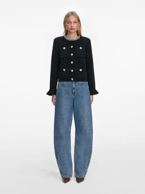 self-portrait Black Crystal Button Cardigan