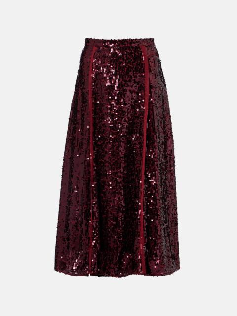 Erdem Sequined georgette midi skirt