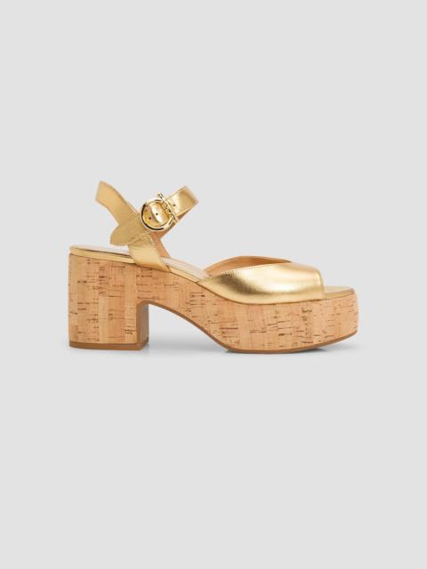 FERRAGAMO Women's Nerea 75MM Metallic Leather Platform Sandals - Gold Lux Fondo Beige