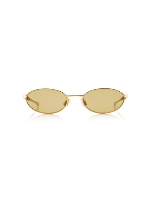 Bottega Veneta Green Oval-Frame Acetate Sunglasses gold