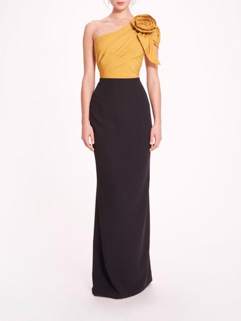Marchesa TAFFETA CREPE GOWN