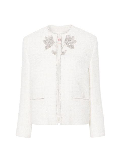 Valentino floral-appliquÃ© tweed jacket