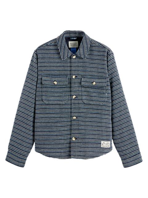 SCOTCH & SODA Men's Structured Striped Overshirt - Blue Stripe