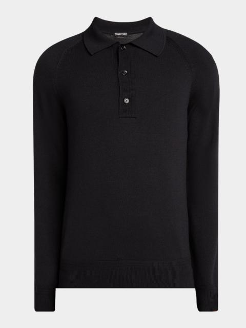 TOM FORD Men's Wool and Silk Raglan Knit Polo Shirt
