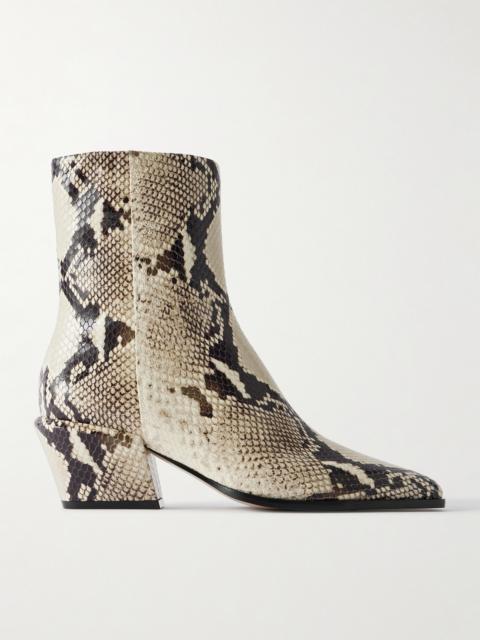 PARIS TEXAS Bettina Snake-effect Leather Ankle Boots