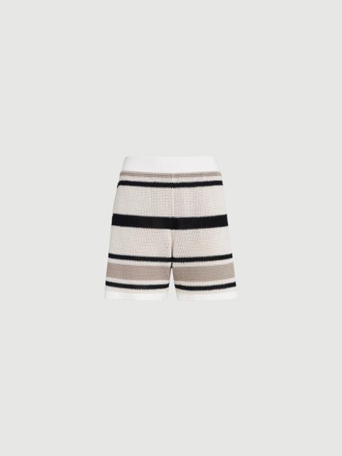 Brunello Cucinelli Striped cotton net knit shorts