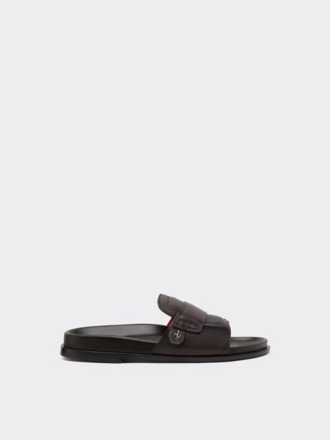 Ferrari Leather Slider with Prancing Horse