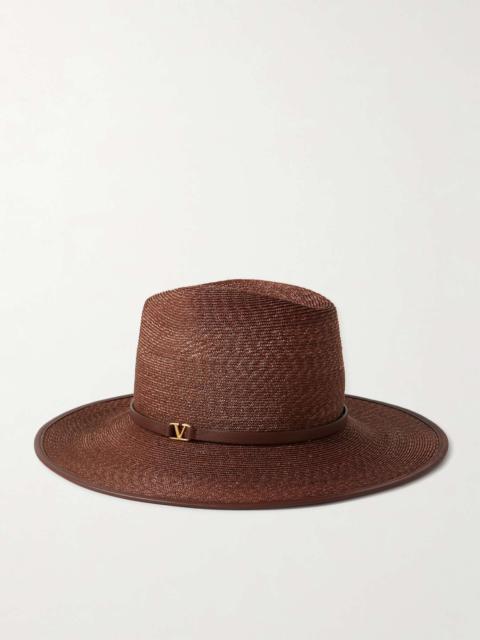 VLOGO leather-trimmed straw sunhat