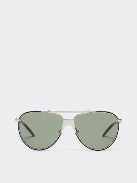 Ferrari Sunglasses in polishedsilver-colouredmetal with dark green lenses
