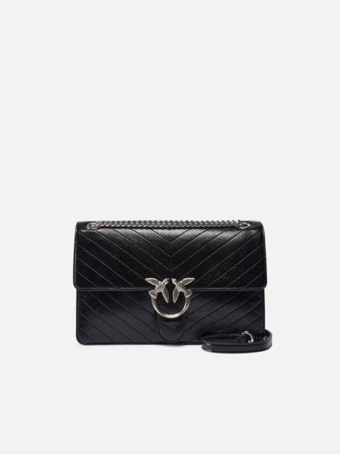 PINKO LOVE BAG ONE MEDIUM HANDBAG IN CHEVRON LEATHER