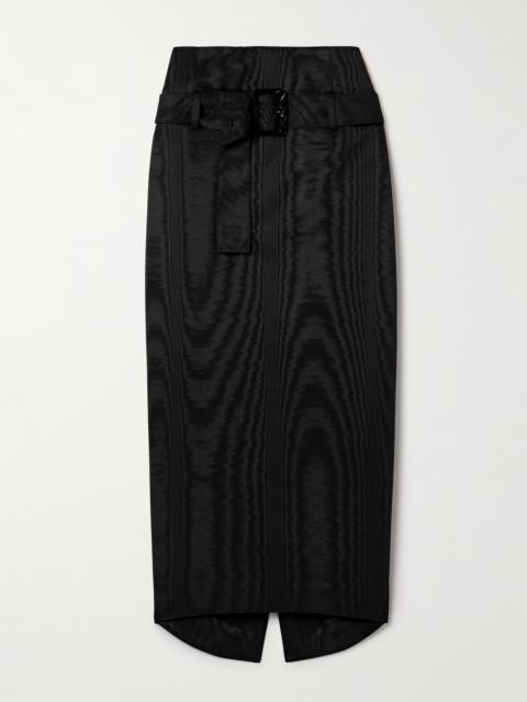 Wiederhoeft Salon Belted Recycled-moire Midi Skirt