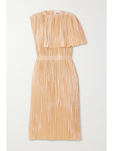 Jil Sander Cape-effect Pleated Satin Midi Dress