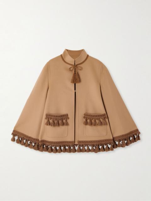 Valentino Tasseled wool and cashmere-blend jacket Tan