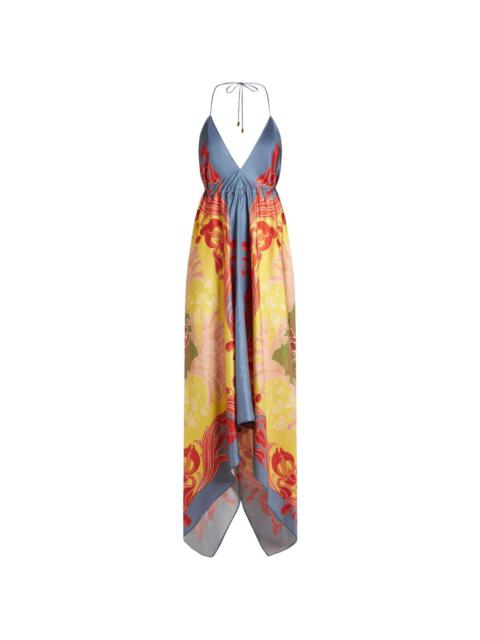 graphic-print silk dress