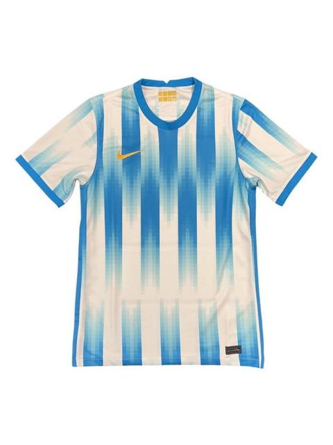 Nike Men's Nike Contrasting Colors Stripe Soccer/Football Round Neck Short Sleeve Blue T-Shirt DB5749-100