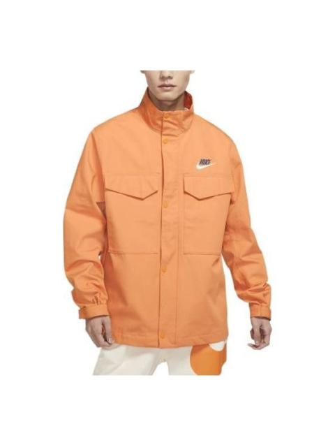 Nike Men's Nike Sportswear Solid Color Alphabet Logo Stand Collar Zipper Jacket Orange DR7833-808