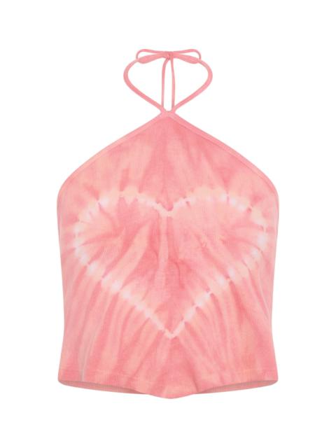 ONE TEASPOON Tie Dye Heart Cropped Halter Neck Top - Pink