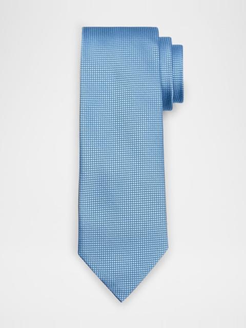 ZEGNA Men's Tonal Micro-Grid Tie