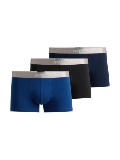 BOSS THREE-PACK OF TRUNKS WITH LOGO WAISTBANDS
