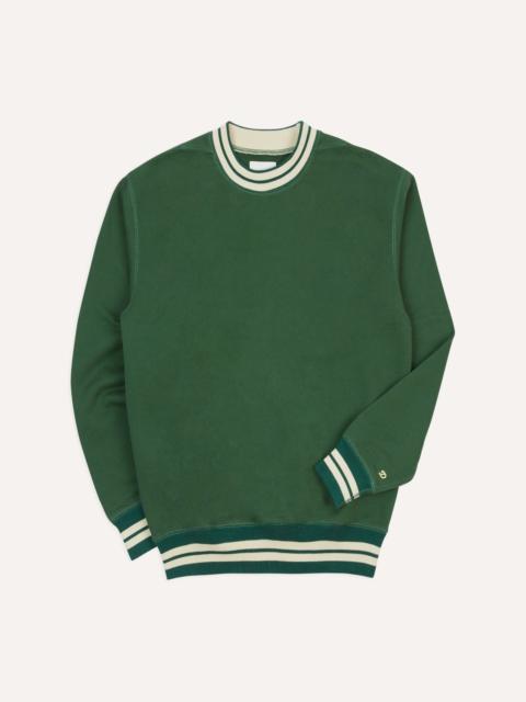 Drake's Green Striped Rib Cotton Jersey Sweatshirt