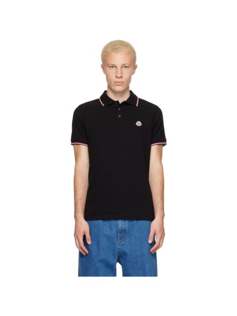 Moncler Black Tricolor-Trimmed Cotton Piquet Polo