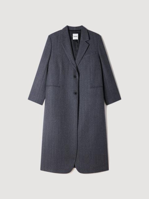 Sandro LONG WOOL COAT WITH RHINESTONES