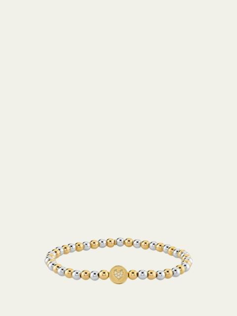 SYDNEY EVAN Peace and Love Bead on Bead 14K Two-Tone Round Bracelet