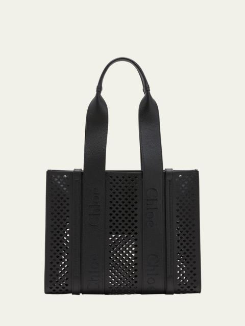 Woody Medium Tote Bag in Perforated Leather