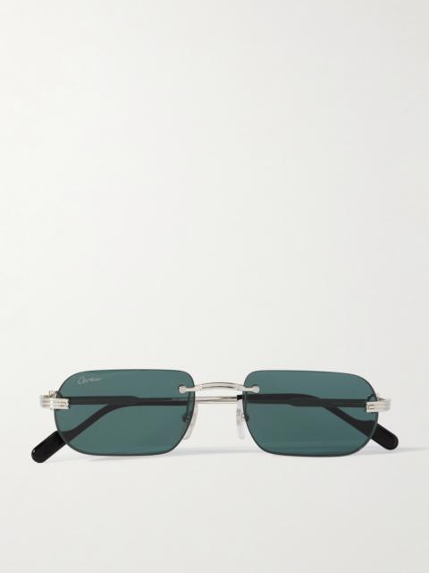 Cartier Première De Cartier Rimless Rectangular-frame Silver-tone Sunglasses