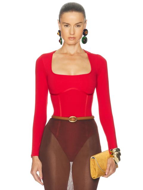 Fleur du Mal Scoop Neck Long Sleeve Bodysuit