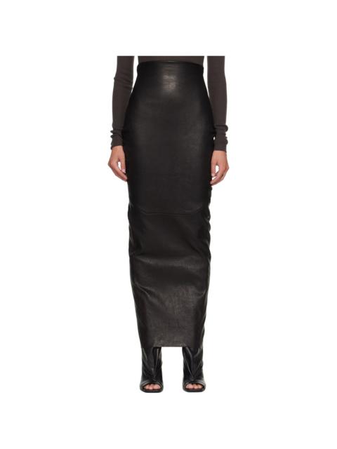 Rick Owens Black Tower Dirt Pillar Leather Maxi Skirt