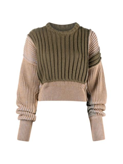 patchwork chunky ribbed-knit jumper