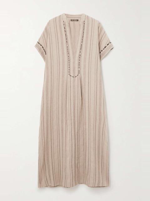 Katia belted embroidered linen maxi dress