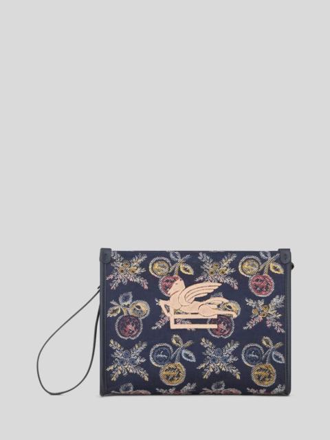 Etro MEDIUM JACQUARD POUCH WITH MULTI-COLOURED APPLES
