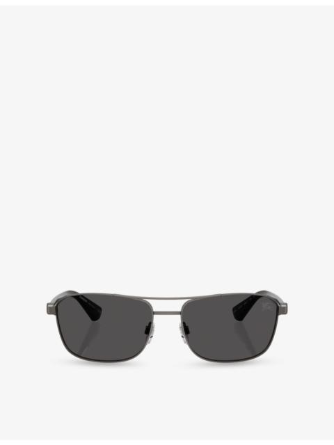 Burberry BE3163 Rectangle-Frame Metal Sunglasses