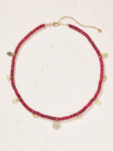 SYDNEY EVAN 14-karat Gold, Ruby And Diamond Necklace