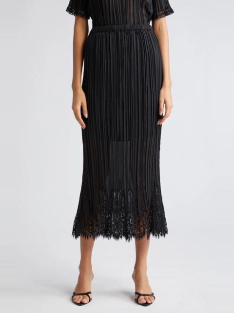 Zimmermann Pleated Lace Trim Midi Skirt