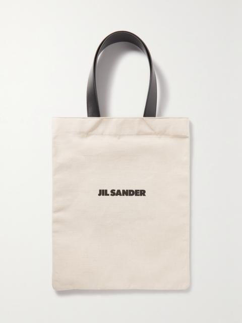 Jil Sander Book Leather-trimmed Logo-print Canvas Tote