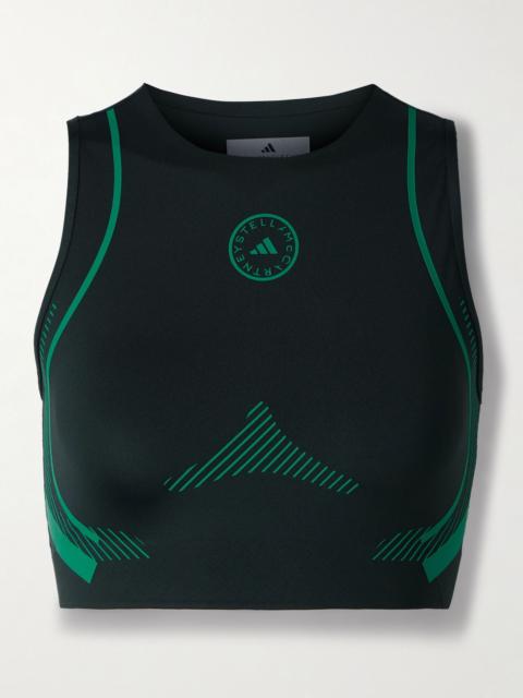 adidas Printed stretch recycled sports bra Forest green