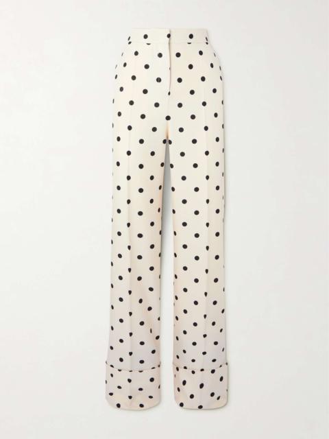 Valentino Polka-dot silk-crepe wide-leg pants White