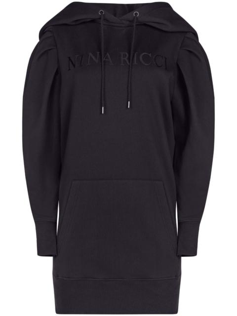 logo-embroidered hooded dress