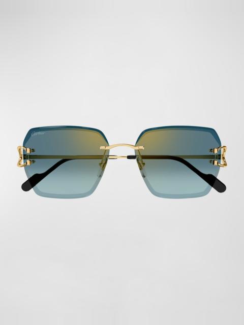 Cartier Rimless Metal Butterfly Sunglasses