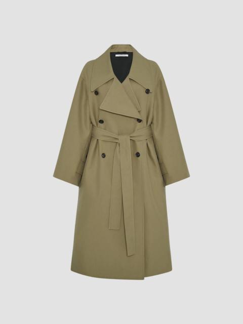 Another Tomorrow Women's Double Face Trench Coat - Olive