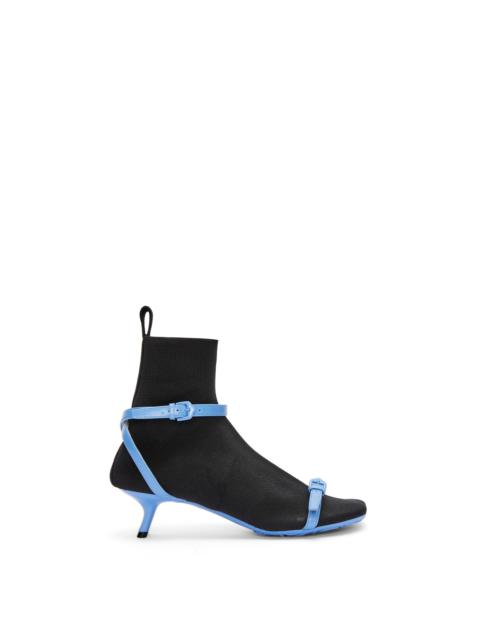 Loewe Kitten Heel sock boot in technical knit and lambskin