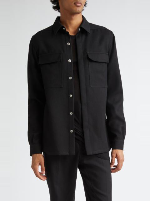 Rick Owens Rick Owens Wool Button-Up Shirt in Black at Nordstrom
