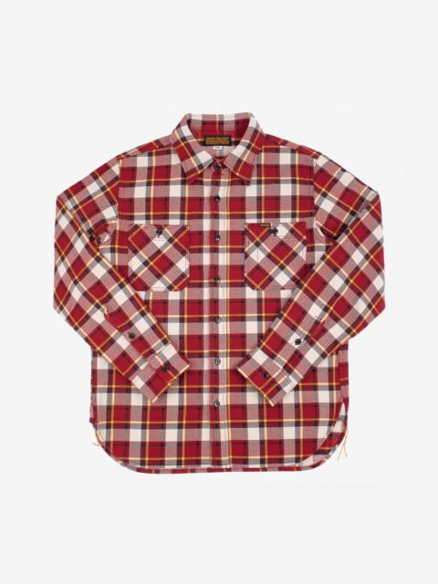 Iron Heart Ultra Heavy Flannel Classic Check Work Shirt - Red