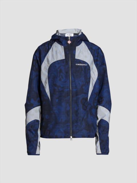 CASABLANCA Men's Printed Full-Zip Hooded Jacket - Blue