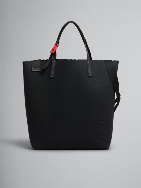 Marni BLACK CANVAS TRIBECA SHOPPER WITH RAISED MARNI LOGO