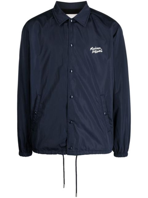 logo-embroidered drawstring shirt jacket